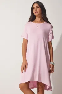 Happiness İstanbul Women's Pink A-Line, Combed Combed Summer Dress