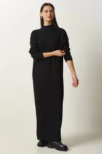 Happiness İstanbul Women's Black High Collar Oversize Knitwear Dress