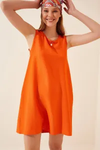 Happiness İstanbul Women's Brick Sleeveless Linen Viscose A-Line Dress #9371780