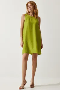 Happiness İstanbul Women's Peanut Green Sleeveless Linen Viscose A-Line Dress #9251780