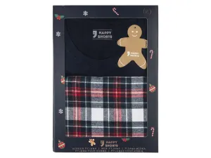 Happy Shorts Pánske pyžamo v darčekovom balení (XL, káro/navy modrá)