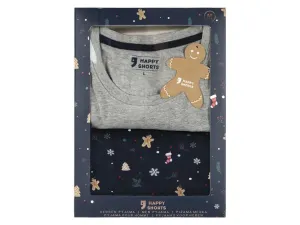 Happy Shorts Pánske pyžamo v darčekovom balení (XL, perníček/sivá)