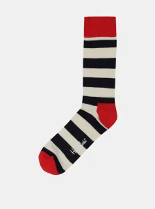Pruhované ponožky v červenej, bielej a čiernej farbe Happy Socks Stripe #161709