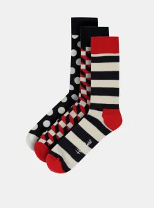 Happy Socks Set of three pairs of patterned socks in red and black Happy Sock - Men