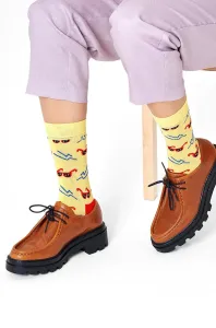 Ponožky Happy Socks dámske, žltá farba