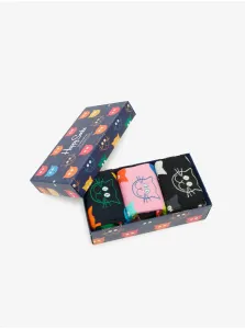 Happy Socks Cat Gift Box Ponožky 3 páry Čierna Modrá Ružová