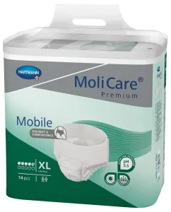 MoliCare Premium Mobile 5 kvapiek XL zelené, plienkové nohavičky naťahovacie, 1x14 ks
