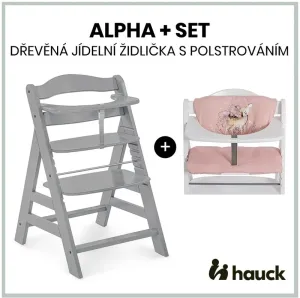 HAUCK - Alpha+ set 2v1 drevená stolička, grey + poťah Sweety