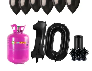 HeliumKing Hélium párty set na 10. narodeniny s čiernymi balónmi