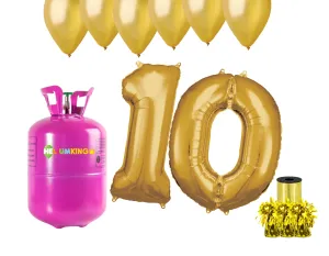 HeliumKing Hélium párty set na 10. narodeniny so zlatými balónmi