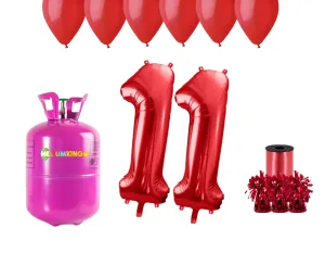 HeliumKing Hélium párty set na 11. narodeniny s červenými balónmi