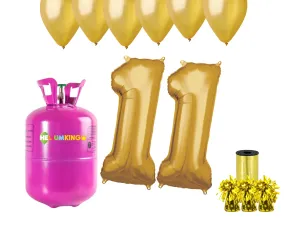 HeliumKing Hélium párty set na 11. narodeniny so zlatými balónmi