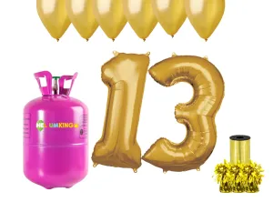 HeliumKing Hélium párty set na 13. narodeniny so zlatými balónmi