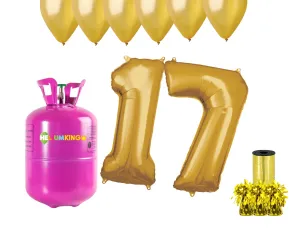 HeliumKing Hélium párty set na 17. narodeniny so zlatými balónmi