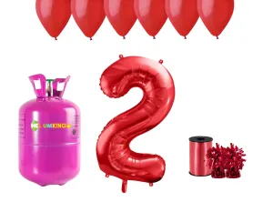 HeliumKing Hélium párty set na 2. narodeniny s červenýmií balónmi