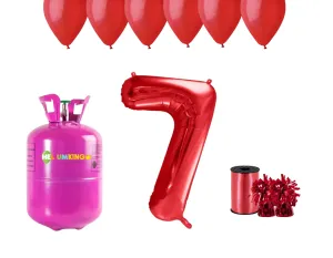 HeliumKing Hélium párty set na 7. narodeniny s červenými balónmi