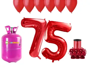 HeliumKing Hélium párty set na 75. narodeniny s červenými balónmi