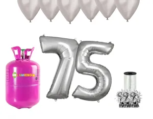 HeliumKing Hélium párty set na 75. narodeniny so striebornými balónmi