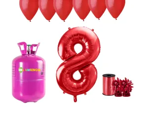 HeliumKing Hélium párty set na 8. narodeniny s červenými balónmi