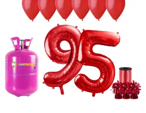 HeliumKing Hélium párty set na 95. narodeniny s červenými balónmi