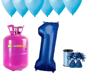 HeliumKing Hélium párty set na 1. narodeniny s modrými balónmi
