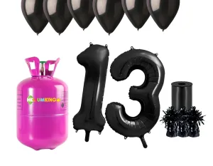 HeliumKing Hélium párty set na 13. narodeniny s čiernymi balónmi