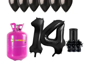 HeliumKing Hélium párty set na 14. narodeniny s čiernymi balónmi