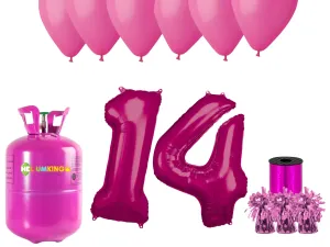 HeliumKing Hélium párty set na 14. narodeniny s ružovými balónmi