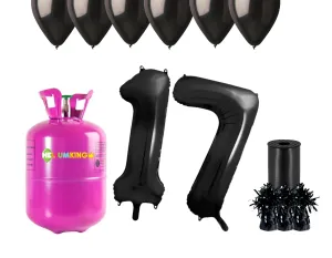HeliumKing Hélium párty set na 17. narodeniny s čiernymi balónmi