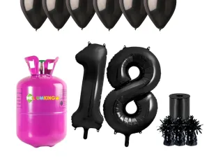 HeliumKing Hélium párty set na 18. narodeniny s čiernymi balónmi