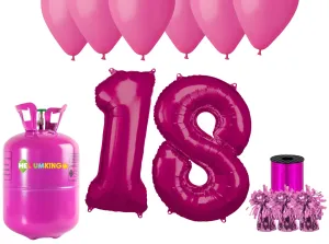 HeliumKing Hélium párty set na 18. narodeniny s ružovými balónmi