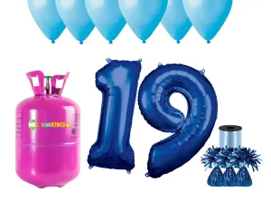 HeliumKing Hélium párty set na 19. narodeniny s modrými balónmi