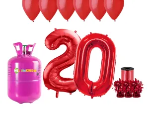 HeliumKing Hélium párty set na 20. narodeniny s červenými balónmi