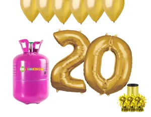 HeliumKing Hélium párty set na 20. narodeniny so zlatými balónmi