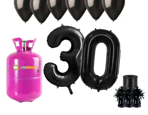 HeliumKing Hélium párty set na 30. narodeniny s čiernymi balónmi