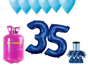 HeliumKing Hélium párty set na 35. narodeniny s modrými balónmi