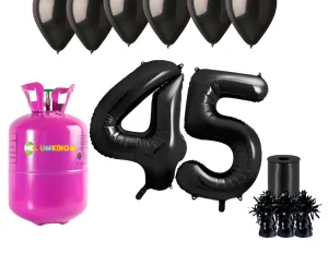 HeliumKing Hélium párty set na 45. narodeniny s čiernymi balónmi