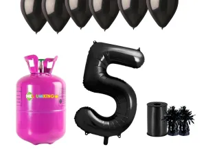 HeliumKing Hélium párty set na 5. narodeniny s čiernymi balónmi