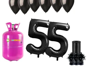 HeliumKing Hélium párty set na 55. narodeniny s čiernymi balónmi