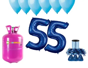 HeliumKing Hélium párty set na 55. narodeniny s modrými balónmi