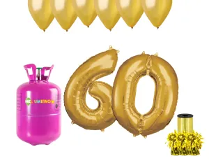 HeliumKing Hélium párty set na 60. narodeniny so zlatými balónmi