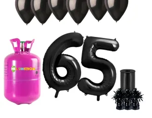 HeliumKing Hélium párty set na 65. narodeniny s čiernymi balónmi