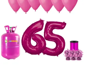 HeliumKing Hélium párty set na 65. narodeniny s ružovými balónmi
