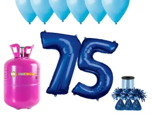 HeliumKing Hélium párty set na 75. narodeniny s modrými balónmi