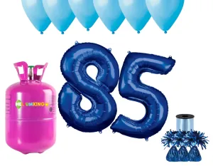 HeliumKing Hélium párty set na 85. narodeniny s modrými balónmi
