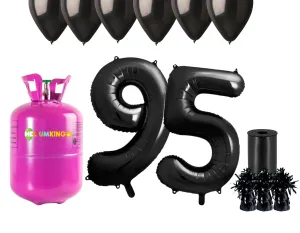 HeliumKing Hélium párty set na 95. narodeniny s čiernymi balónmi