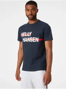 Bavlnené tričko Helly Hansen tmavomodrá farba, s potlačou #639088