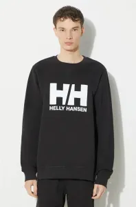 Bavlnená mikina Helly Hansen pánska, čierna farba, s potlačou, 34000