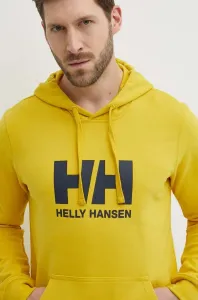 Bavlnená mikina Helly Hansen HH LOGO HOODIE pánska, žltá farba, s kapucňou, s nášivkou, 33977