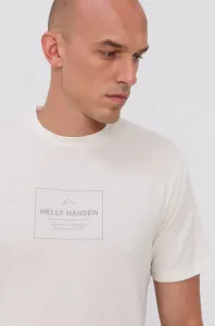 Tričko Helly Hansen pánska, krémová farba, s potlačou